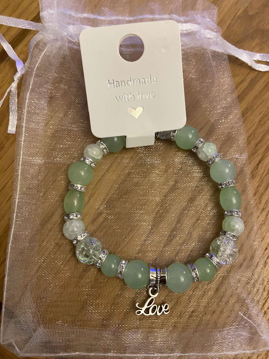 Green glass bracelet &earrings set Green glass bracelet &earrings set