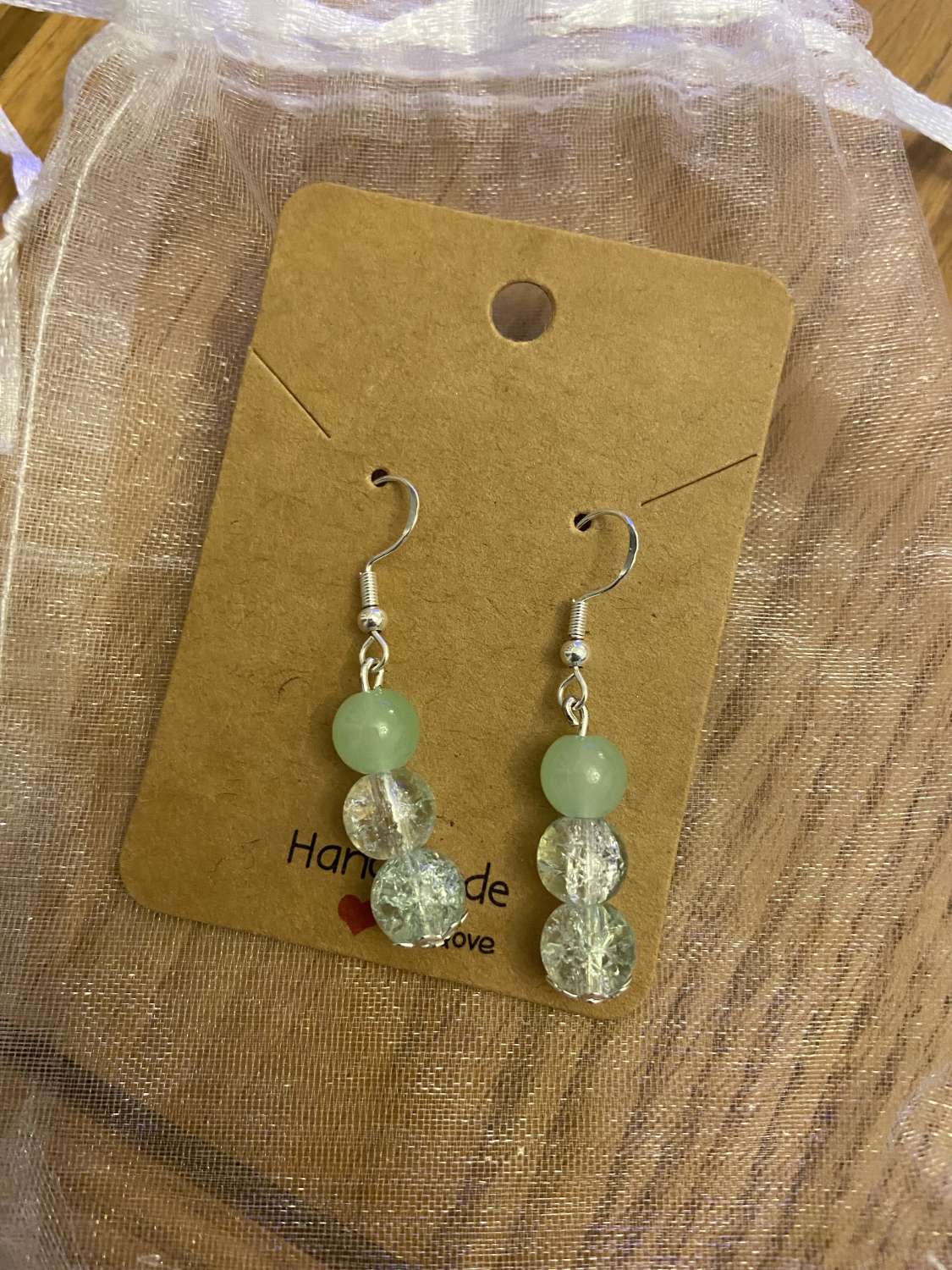 Green glass bracelet &earrings set Green glass bracelet &earrings set