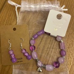 Purple bracelet earrings set