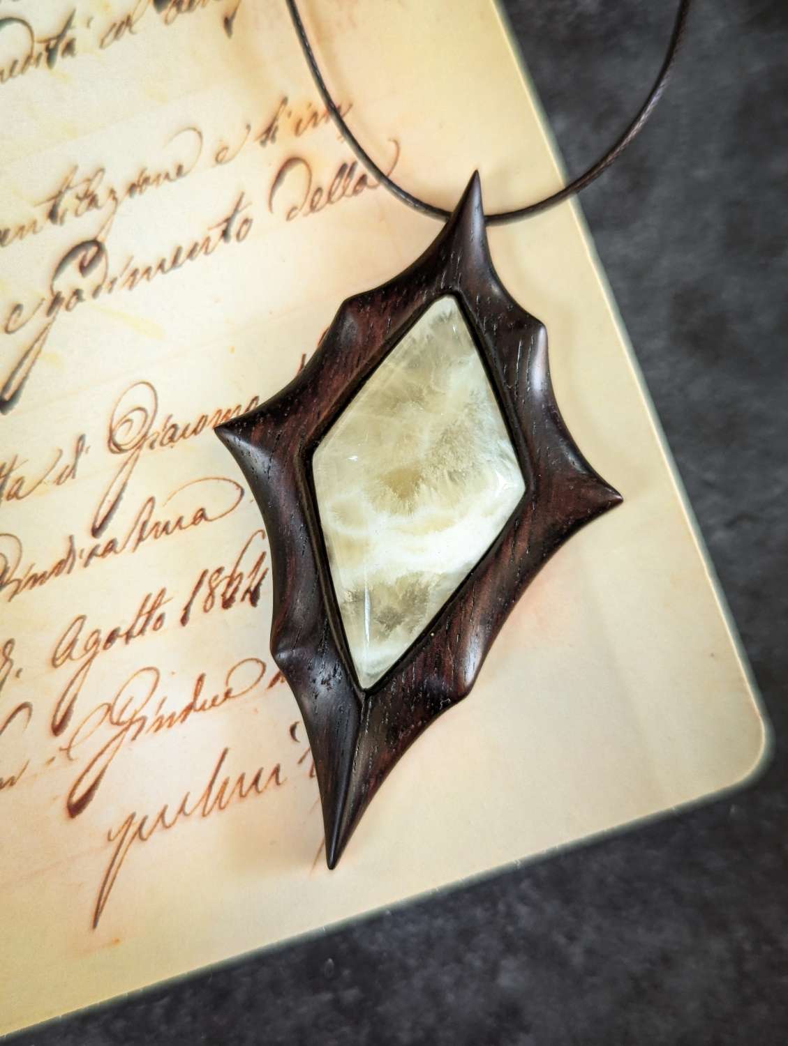 Calcite and rosewood Calcite and rosewood