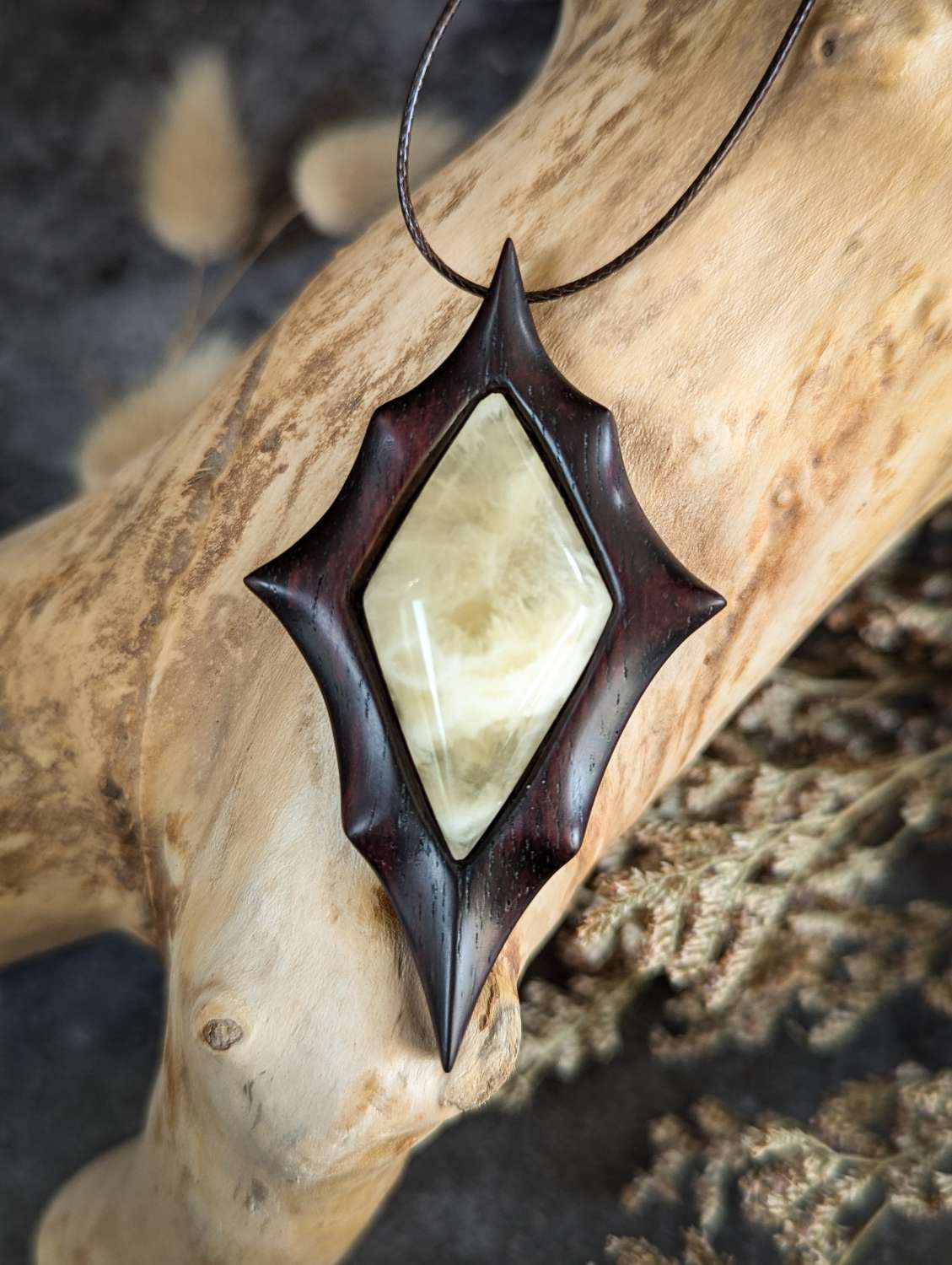 Calcite and rosewood Calcite and rosewood