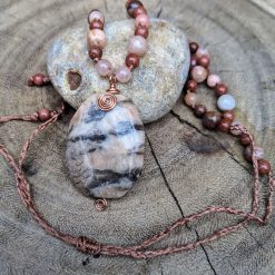 Mixed gemstone necklace - granite