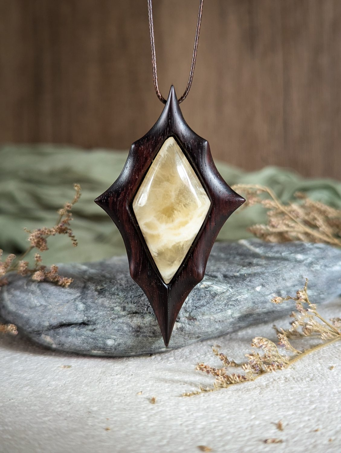 Calcite and rosewood Calcite and rosewood