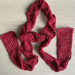 Scarf - Crochet 'Skinny' Maroon/Silver