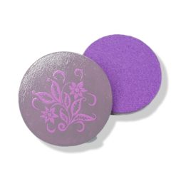 Wood coaster - purple floral motif