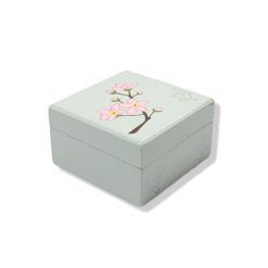 Wood square trinket box - Cherry blossom design 2