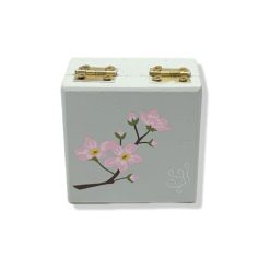 Wood square trinket box - Cherry blossom design 3