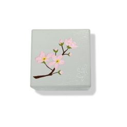 Wood square trinket box - Cherry blossom design