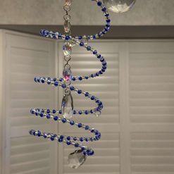 Sun catcher in blue&clear crystal beads