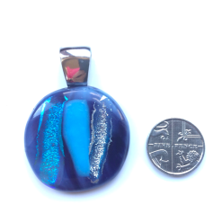 Beautiful, Blue Tones, Dichroic, Fused glass pendant. Aesthetic necklace. Succulent Necklace. 5