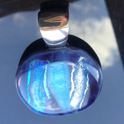 Beautiful, Blue Tones, Dichroic, Fused glass pendant. Aesthetic necklace. Succulent Necklace. 4