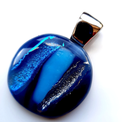 Beautiful, Blue Tones, Dichroic, Fused glass pendant. Aesthetic necklace. Succulent Necklace. 3