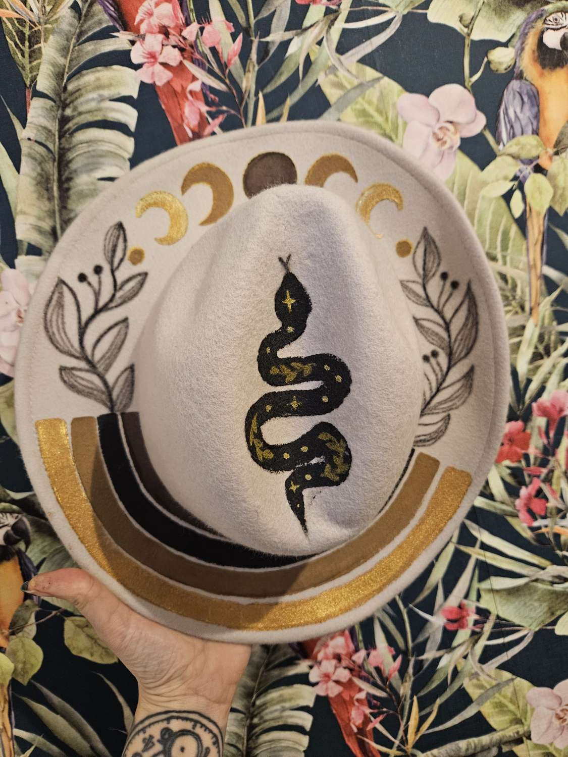 Boho Eclipse 🌙- One of a kind custom, hand painted fedora - LIMITED EDITION Boho Eclipse 🌙- One of a kind custom, hand painted fedora - LIMITED EDITION