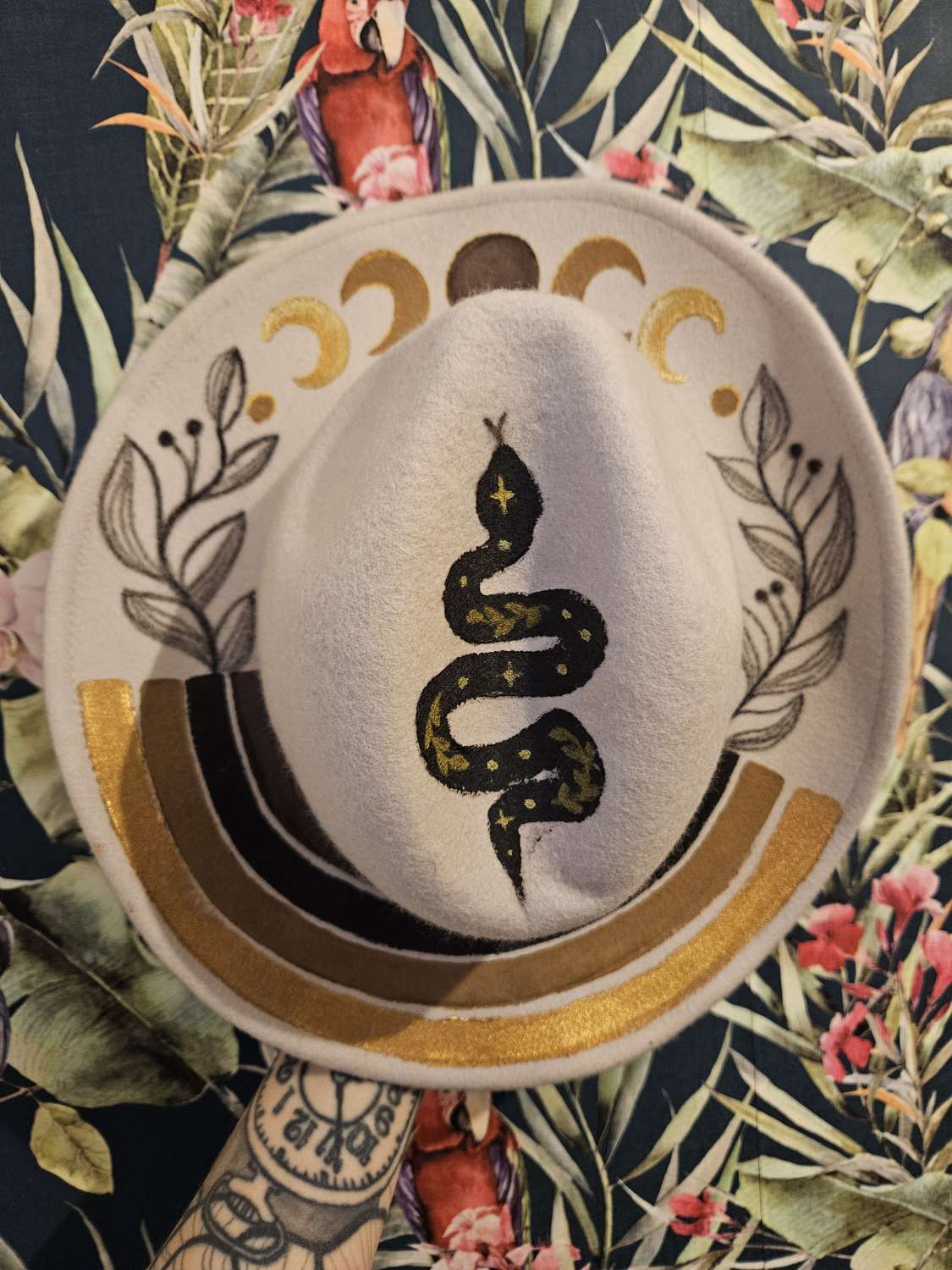 Boho Eclipse 🌙- One of a kind custom, hand painted fedora - LIMITED EDITION Boho Eclipse 🌙- One of a kind custom, hand painted fedora - LIMITED EDITION