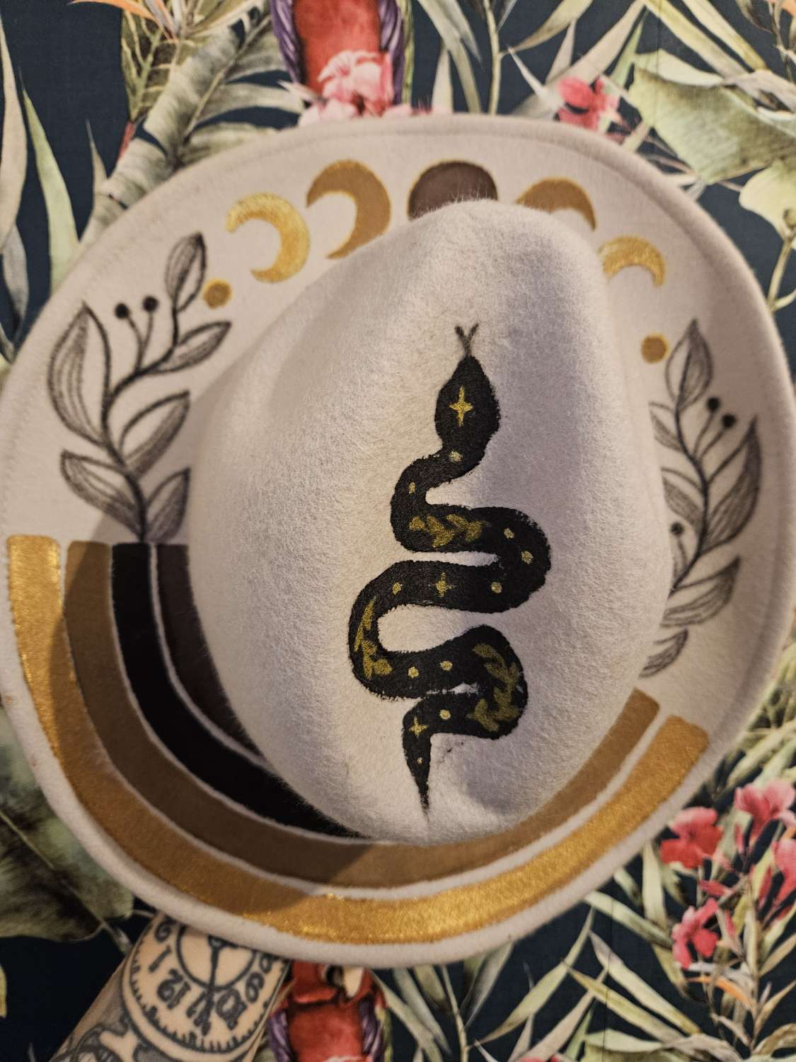 Boho Eclipse 🌙- One of a kind custom, hand painted fedora - LIMITED EDITION Boho Eclipse 🌙- One of a kind custom, hand painted fedora - LIMITED EDITION