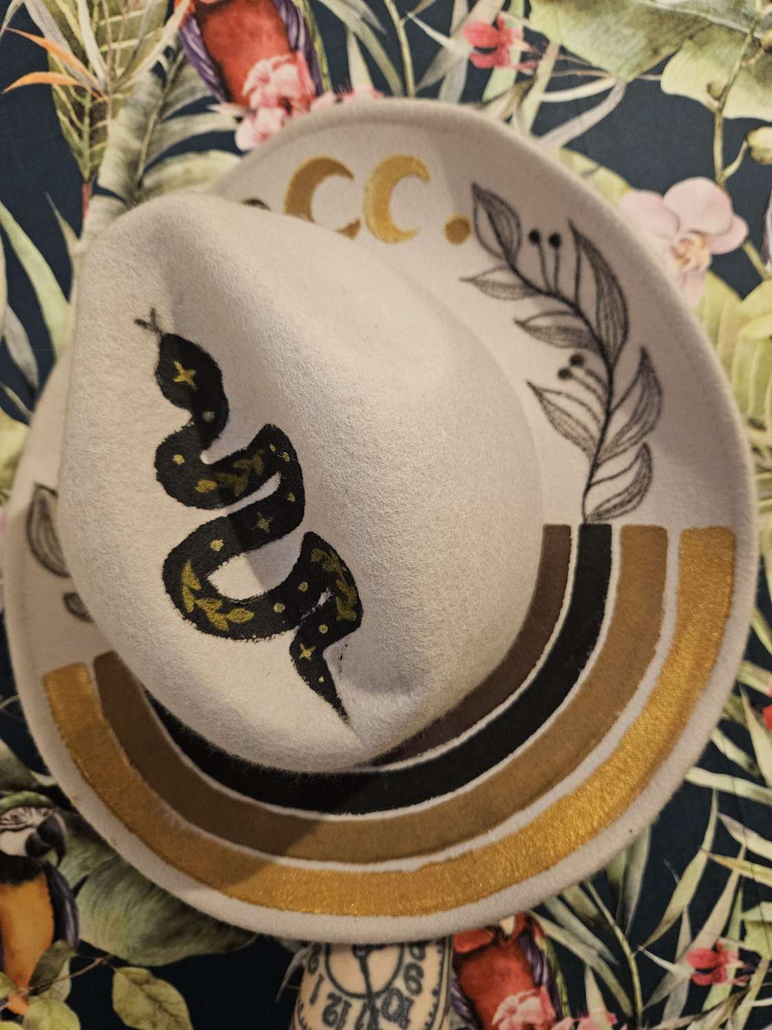 Boho Eclipse 🌙- One of a kind custom, hand painted fedora - LIMITED EDITION Boho Eclipse 🌙- One of a kind custom, hand painted fedora - LIMITED EDITION