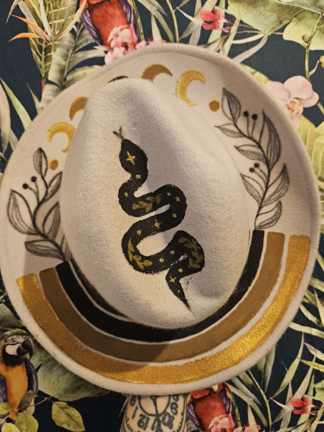 Boho Eclipse 🌙- One of a kind custom, hand painted fedora - LIMITED EDITION Boho Eclipse 🌙- One of a kind custom, hand painted fedora - LIMITED EDITION