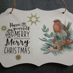 Wooden Wall Plaque Hanging Decoration.  Christmas