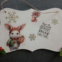 Wooden Bauble Hanging Decoration.  Christmas