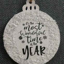 Wooden Bauble Hanging Decoration.  Christmas