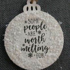 Wooden Bauble Hanging Decoration.  Christmas