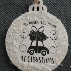Wooden Bauble Hanging Decoration.  Christmas