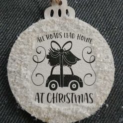 Wooden Bauble Hanging Decoration.  Christmas