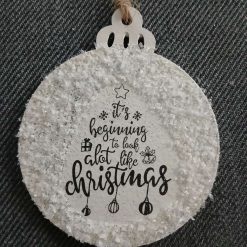 Wooden Bauble Hanging Decoration.  Christmas