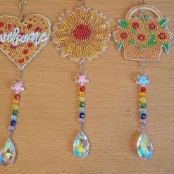 Diamond painted Autumn themed suncatchers