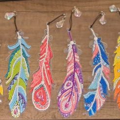 Diamond painted Peacock bookmarks