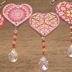 Diamond painted heart suncatchers