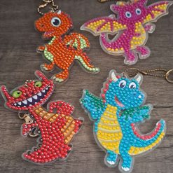 Diamond painted doggie keyrings