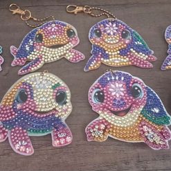 Diamond painted tirtle keyrings