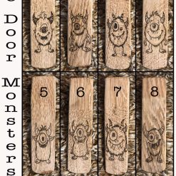 Doorstop, Door Stop, Door wedge, Wooden Doorstop, solid oak. Monster engraving. Perfect for any home door. Perfect gift and keepsake.