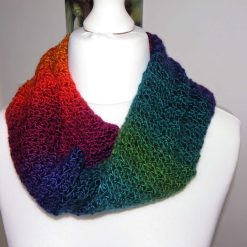 Beautiful Bright Rainbow Crochet Infinity Scarf