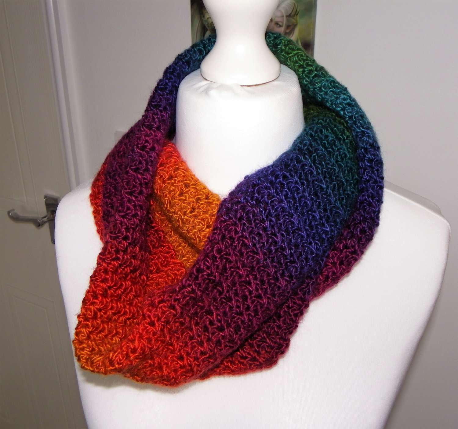 Beautiful Bright Rainbow Crochet Infinity Scarf Beautiful Bright Rainbow Crochet Infinity Scarf