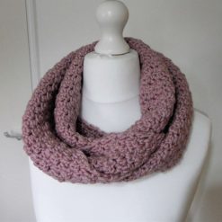 Super Chunky Dusty Pink Crochet Infinity Scarf