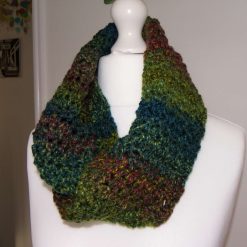Crochet Chunky Marble Infinity Scarf in shades of Green.