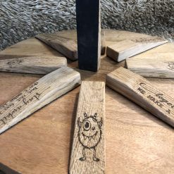 Doorstop, Door Stop, Door wedge, Wooden Doorstop, solid oak. Monster engraving. Perfect for any home door. Perfect gift and keepsake. 2