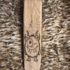 Doorstop, Door Stop, Door wedge, Wooden Doorstop, solid oak. Monster engraving. Perfect for any home door. Perfect gift and keepsake. 7