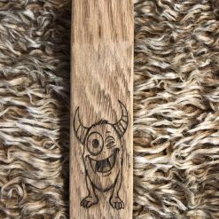 Doorstop, Door Stop, Door wedge, Wooden Doorstop, solid oak. Monster engraving. Perfect for any home door. Perfect gift and keepsake. 6