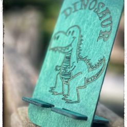 children's phone stand, kids tablet stand, flatpack, unique DINOSAUR design.