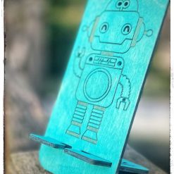 children's phone stand, kids tablet stand, flatpack, unique ROBOT design.