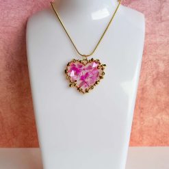 Pendant - Pink Shell Floral Heart