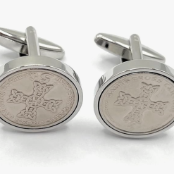 Premium IOM Viking Celtic Cross Gauts Cross carving Cufflinks made from real coins - Novelty cufflinks
