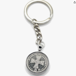 OCC Old Coin Cufflinks IOM Viking Celtic Cross Gauts Cross carving Keyring made from real coins - Novelty Keyrings