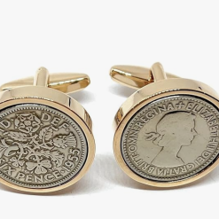 Premium 1955 Lucky sixpence cufflinks for a 70th Birthday cufflinks HT Rose-Gld in 2025