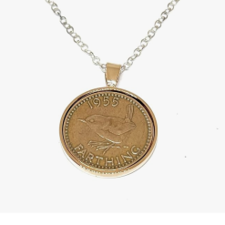 Solid Silver Plated Pendant 1955 Lucky Farthing 70th Birthday plus a Sterling Silver 18in Chain 70th birthday gifts for women SLV in 2025