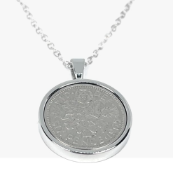 Solid Cinch Silver Plated Pendant 1965 Lucky Sixpence 60th Birthday plus a Sterling Silver 18in Chain 60th birthday gifts for women SLV in 2025