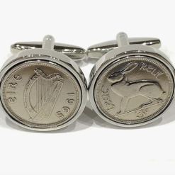 Premium 1965 Lucky Irish Threepence cufflinks for a 60th Birthday cufflinks HT SLV in 2025